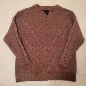 Lumiere V-Neck Pullover Sweater Women S Textured Chocolate Brown Classic